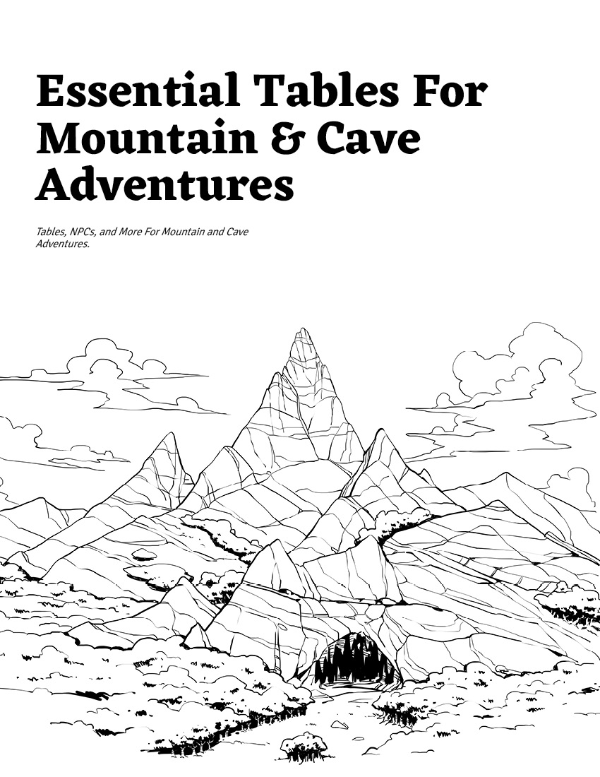 Essential Tables For Mountain & Cave Adventures - Main Image